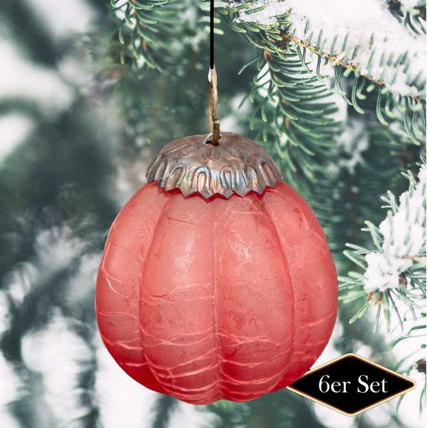 Christbaumschmuck Aus Frozen Glas, Rot, Gecracktes Glas, Christbaum, 12Er Set-image
