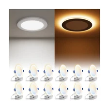 VOLISUN 12 Pack 6 Inch 5CCT Recessed Light with Night Light,Canless LED Reces...