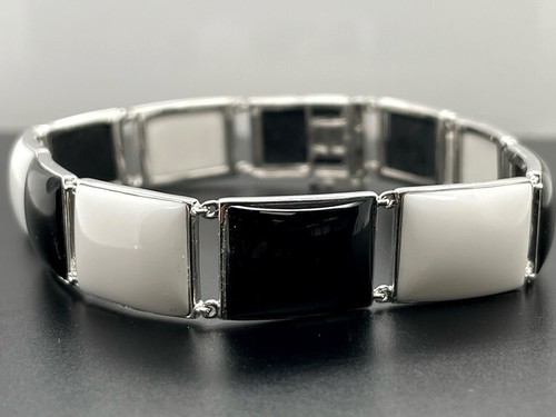 SCHMUCKJAGD ARMBAND 925/-SILBER RHODINIERT MIT ONYX & ACHAT