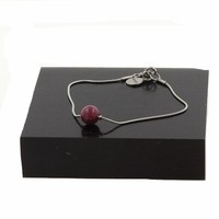 Armband Aus Edelstahl 1 Perle Granat 8 Mm. Made In Frankreich