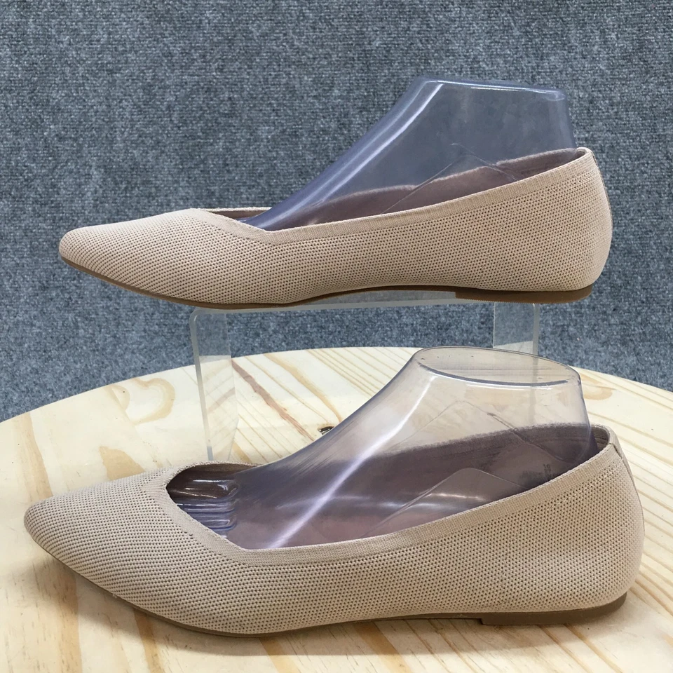 Old Navy Shoes Womens 10 Bare Necessity Pointy Ballet Flats Brown Knit Fabric - Image 2 of 4