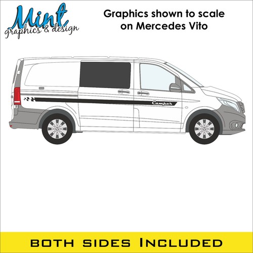 LWB MERCEDES VITO Camper Motorhome Stripes Decals Stickers Van Graphics 035 - Picture 3 of 4