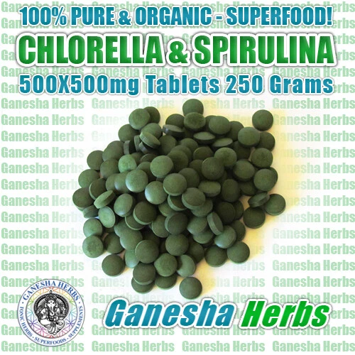 Orgánico 100% puro CLORELLA Y ESPIRULINA 50/50 comprimidos mixtos) ¡Suministro para 4 meses! Foto 3 de 3
