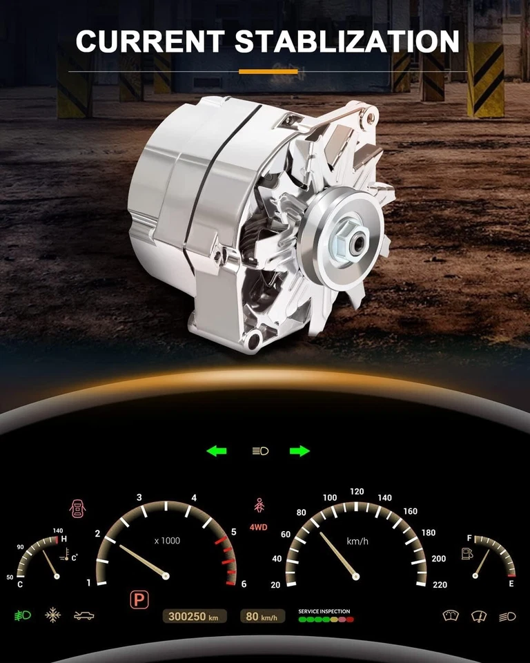 Alternador para cromo BBC SBC Chevy 120 amperios Street Rod GM 1 cable 1975-1985 12V Foto 2 de 4