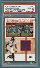 2020 Panini Score Lamar Jackson Game Used Jersey #FFLJ PSA 10! Ravens! POP 1! 