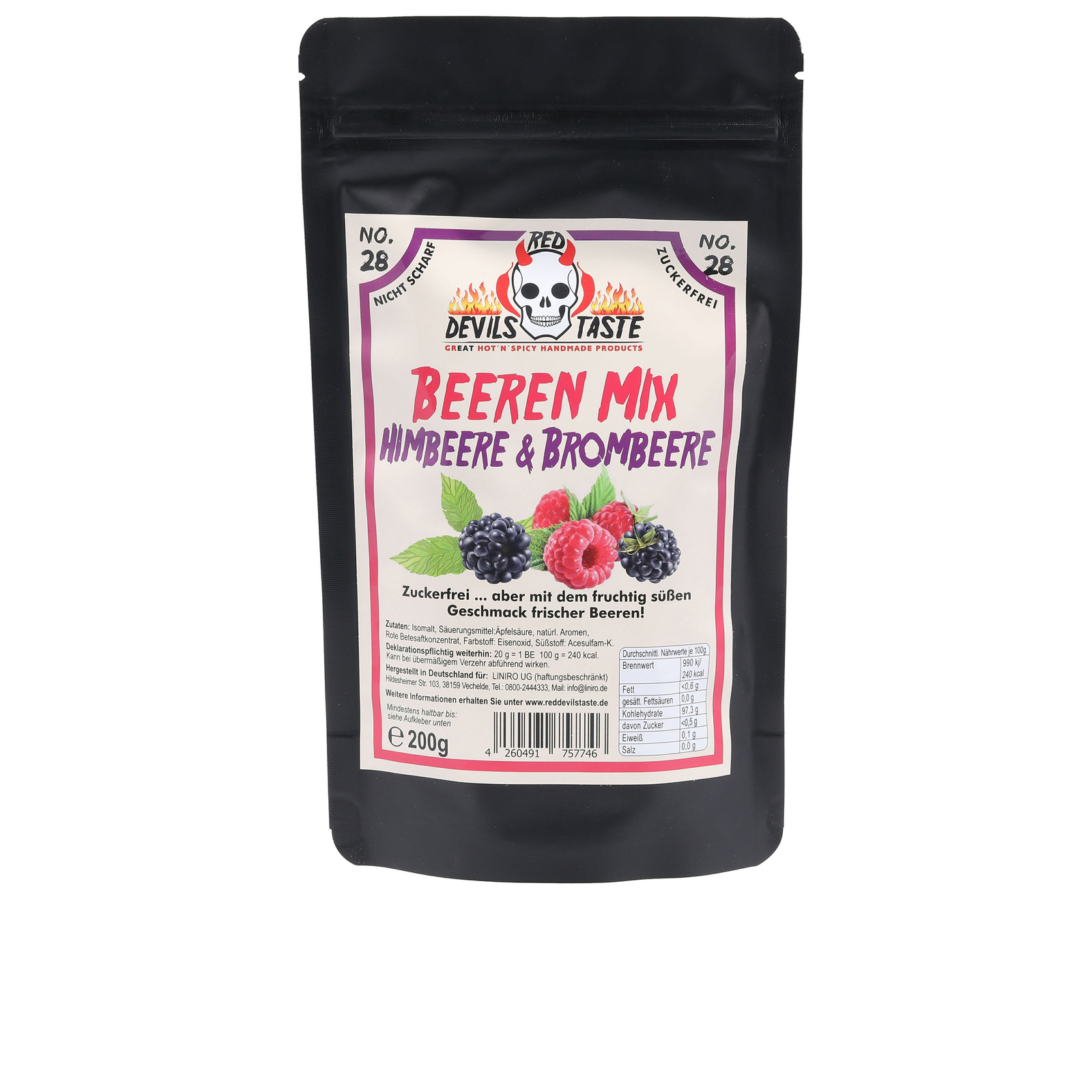 No.28 zuckerfreie Bonbons Beeren Mix - Himbeere & Brombeere - nicht scharf