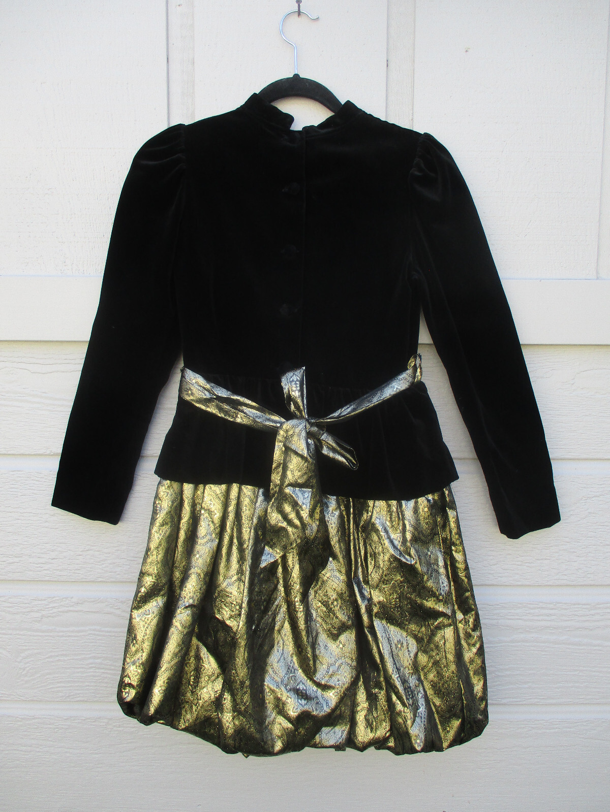 Abito bambina vintage Yves Saint Laurent taglia 14 fondo palloncino velluto metallizzato