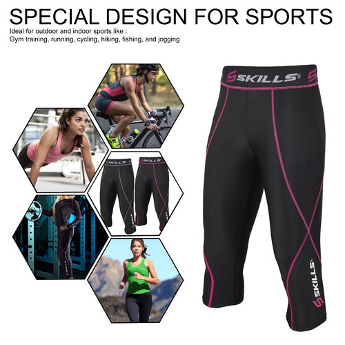 3/4 Women High Waist Capri Yoga Fitness Capri Sports Leggings Running Gym Pants - Picture 5 of 9