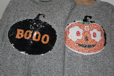 ♥ TOP ♥ HALLOWEEN Pullover in ♥ Wendepailletten ♥ emoji ♥ 