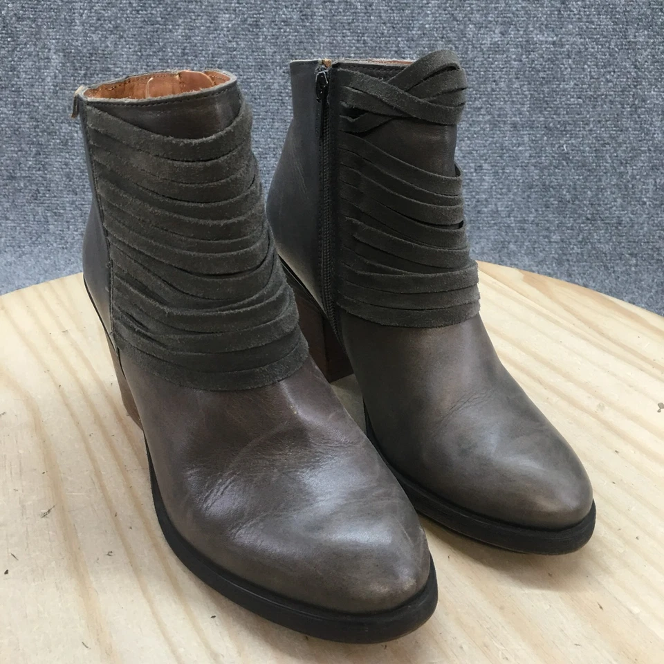 Pikolinos Boots Womens 40 Alicante Ankle Booties Gray Brown Leather Block Zip - Image 3 of 4