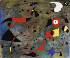 JOAN MIRO Art Poster or Rolled Canvas Print "Femme et Oiseaux" Up to 30x36''
