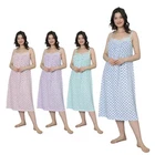 Women's Sleeveless Nightwear 100% Cotton Butterfly Flowers Printed Midi Length