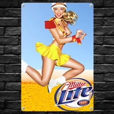 Rare Miller Lite Sexy Girl Metal Sign for Man Cave Cafe Bar Decor Beer Signs