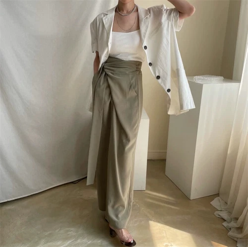 womens high waisted bow pocket High Waist Korean wide leg pants Trousers fashion - Picture 15 of 25