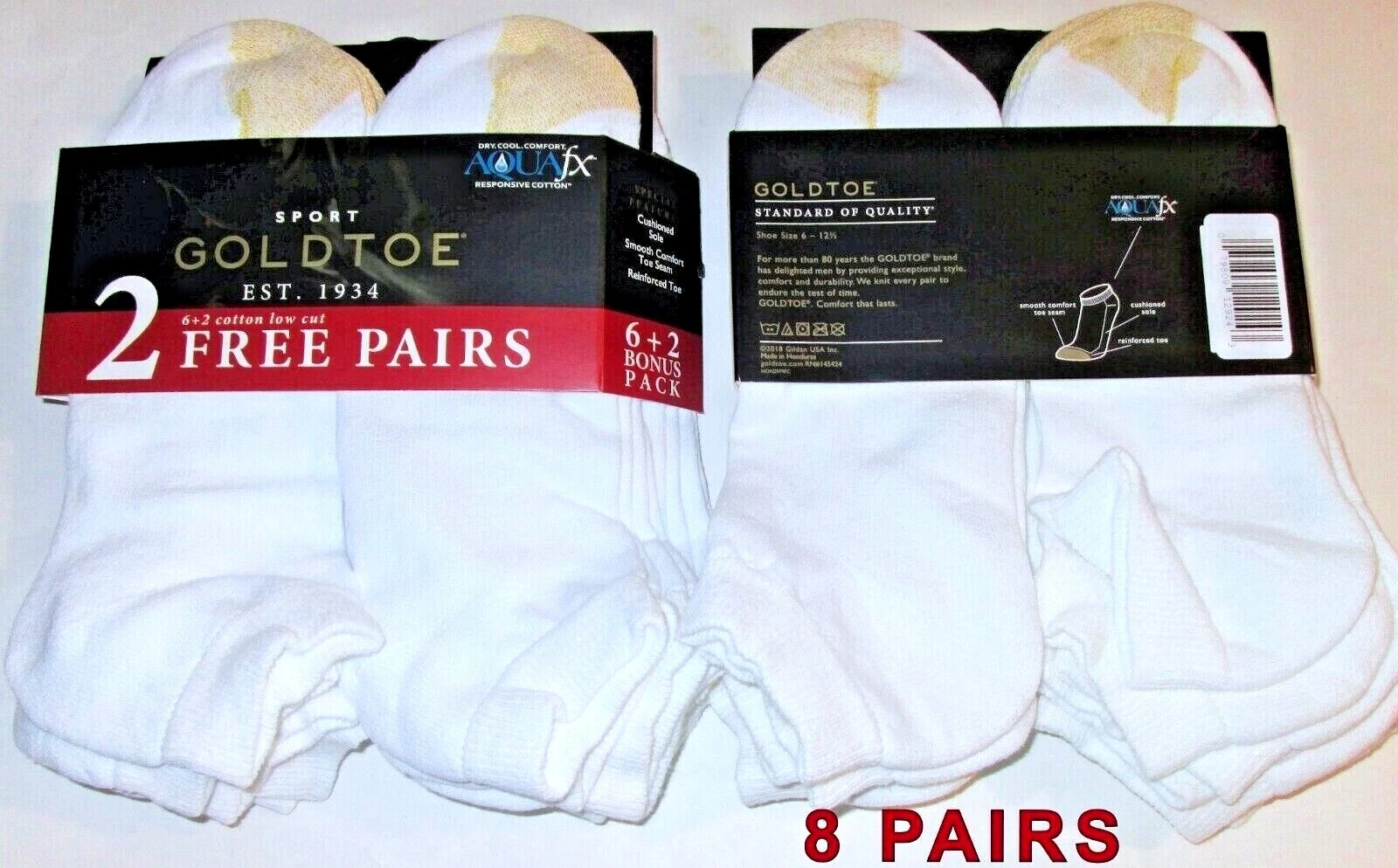 8 Pairs Mens Gold Toe Aqua FX Moisture Dry Cool Comfort Cotton Low Cut Socks
Opens in a new window o