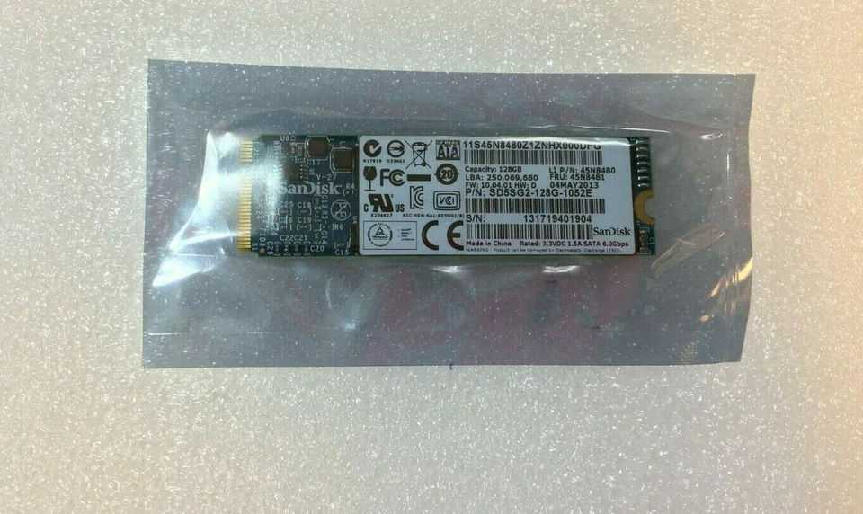 SanDisk 128GB mSATA Mini PCI Exp. SSD 45N8480 45N8481 Lenovo X1 Carbon 1st Gen. - Image 2 of 3