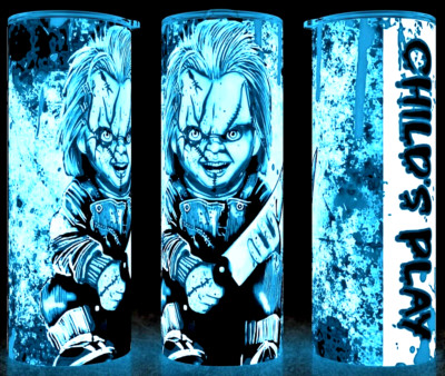 Glow In The Dark Chucky Child's Play Cup Mug Tumbler 20oz with lid and straw