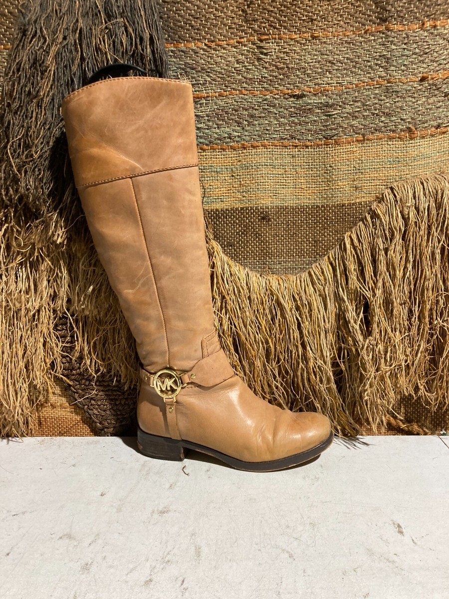 Michael Kors Walnut Tan Riding Knee Boots Shoes 6M Style No. AA18G