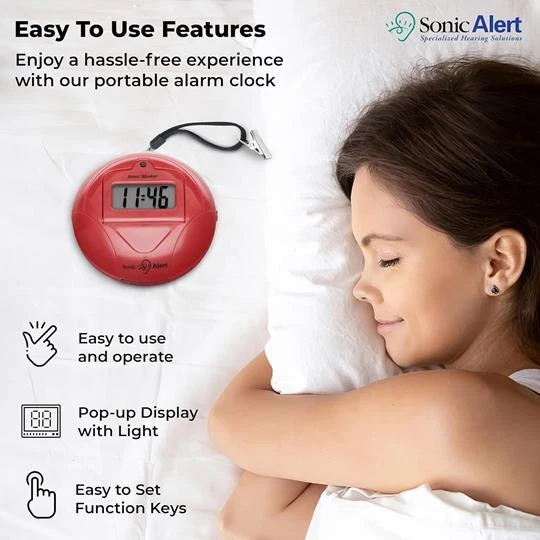Sonic Alert Sonic Shaker SBP100 Vibrating Travel Alarm Clock | Red - Image 2 of 4