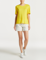 Gant Damen T-Shirt Gelb 100% Leinen Rundhals Kurzarm Sommer-Shirt Gr. M
