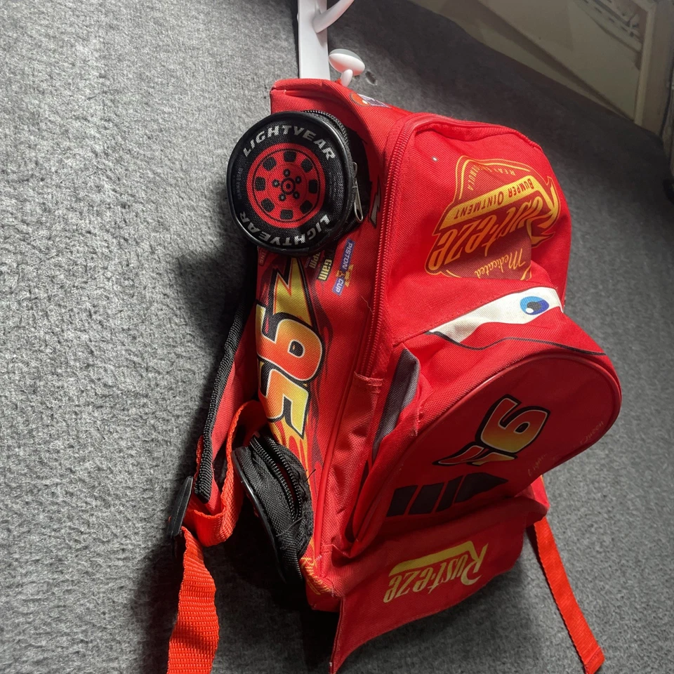Lightning Mcqueen PIXAR Cars 3 Shaped Disney Backpack  Zipper  Wheels KIDS YOUTH - Image 2 of 4