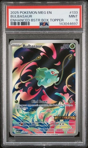 2025 POKEMON MEG EN-MEGA EVOLUTION ENHANCED BOOSTER BOX TOPPER BULBASAUR PSA 9