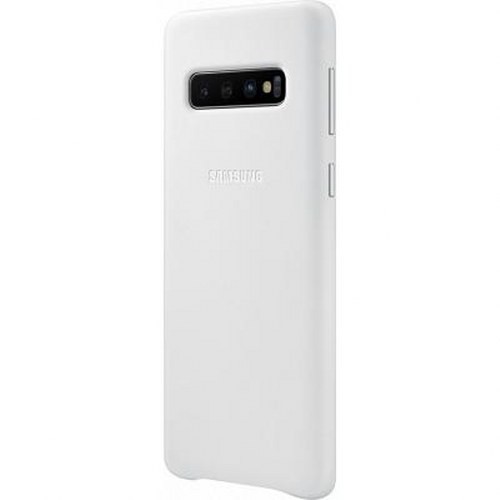 Coque en cuir véritable Blanc pour Galaxy S10 G973, protection chic et élégante