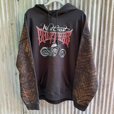 West Coast Choppers Hoodie Size XL Black Upcycled / Reworked Bleach Tire Tread