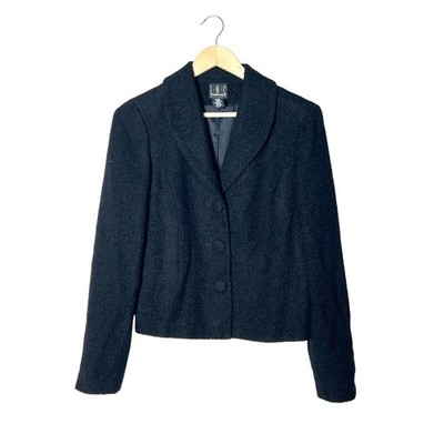 INC International Concepts Black Wool Blend Button Blazer Jacket size 8 B85