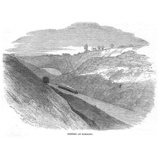 OXFORD & BIRMINGHAM RAILWAY Cutting at Harbury - Antique Print 1852