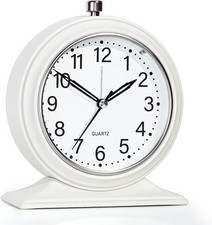 4-Inch Battery Operated Alarm Clock Silent Analog Desk Clocks with Light Vintage