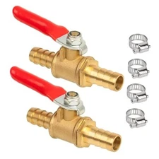 3/8" Barb Shut-Off Ball Valve, Brass Hose Barb Fittings, Heavy-Duty 3/8 Inch