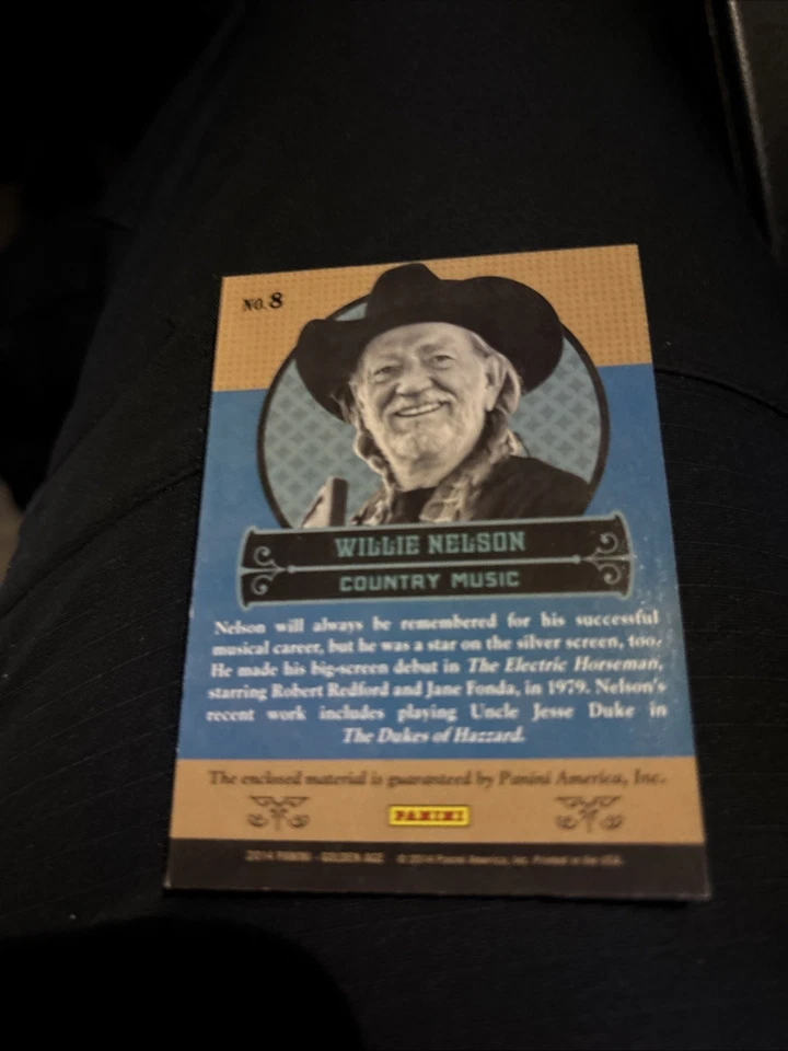 TARJETA DE RECUERDOS RELIQUIA USADA CANTANTE DE COUNTRY WILLIE NELSON #08 MÚSICA DE LA EDAD DE ORO Foto 2 de 2