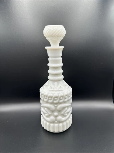 Vintage Jim Beam Decanter Milk Glass With Cork No Chips Empty