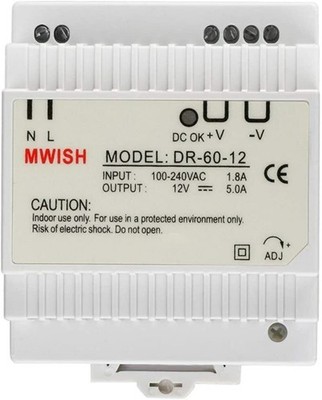 TMEZON DR-60-12 Hutschiene Netzteil Transformator 100-240VAC 1.8A 12V 5.0A