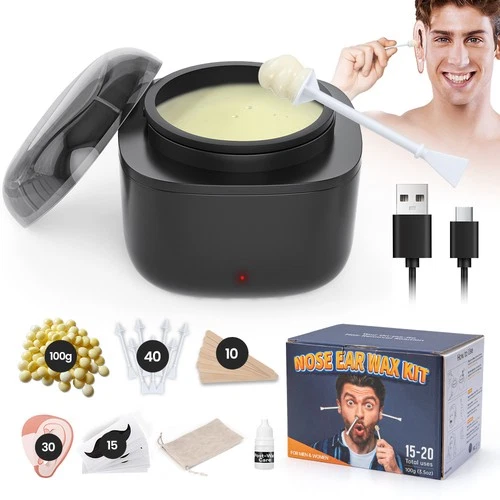 Nose Wax & Ear Hair Removal Kit USB Rapid Heating For Men and Women W/100g Wax