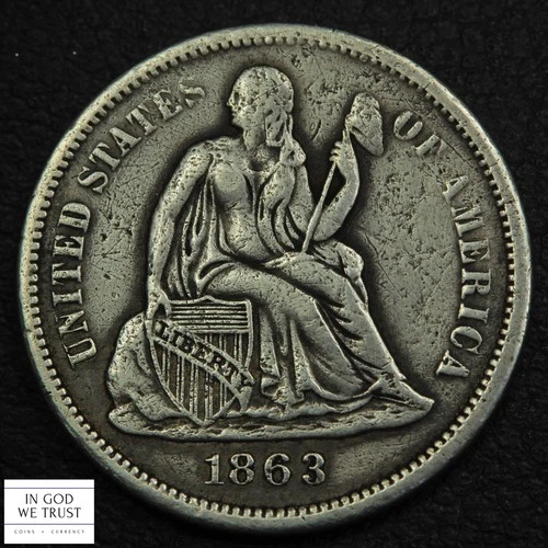1863-S Seated Liberty Dime — photo from the most recent tracked eBay sale