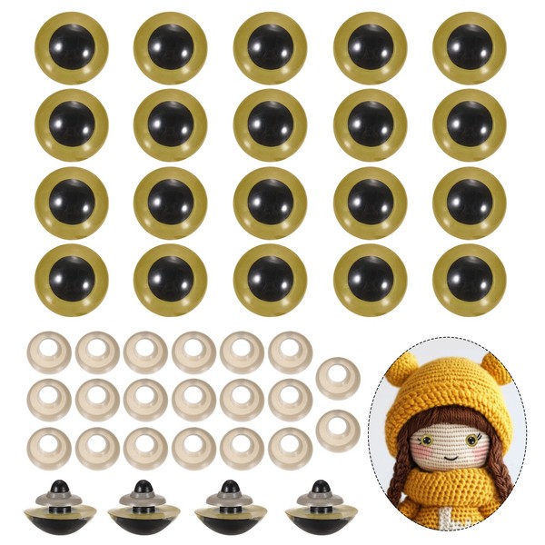 FüR 30Mm Sicherheitsaugen, 20 StüCk Realistische Puppen HäKelaugen Goldton-image