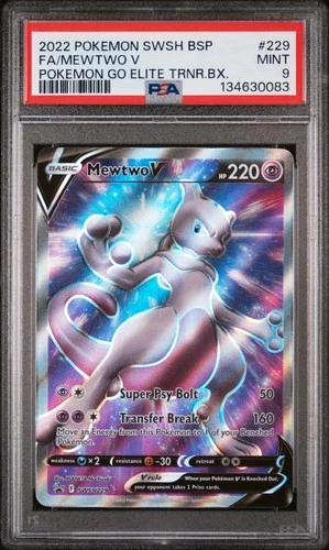 2022 POKEMON SWSH POKEMON GO ELITE TRAINER BOX FULL ART/MEWTWO V PSA 9