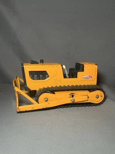 VINTAGE 1970s Pressed Steel TONKA T-6 Construction Bulldozer Orange
