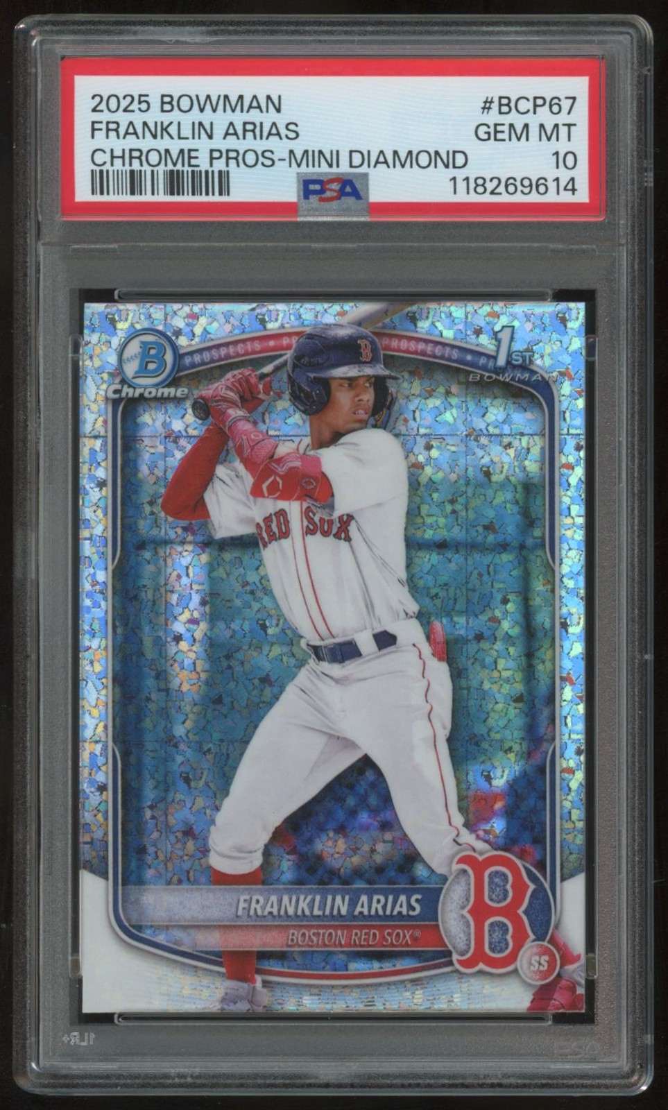 FRANKLIN ARIAS 2025 BOWMAN CHROME #BCP-67 MINI DIAMOND REFRACTOR PSA 10