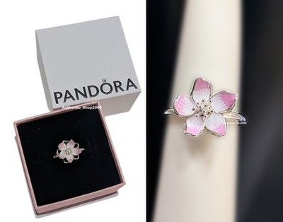 New 100% Authentic PANDORA 925 Ale Silver Cherry Blossom Flower Ring 194371C01