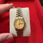 Vintage Seiko Womens Watch 24mm Champagne Dial Gold Tone Day Date Needs Battery