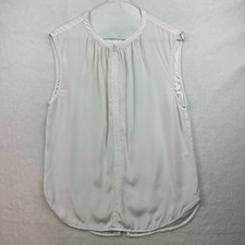 FRAME Shirt London Los Angeles Women 100% Silk Top M White Sleeveless Back Slit