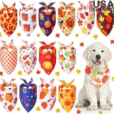 Thanksgiving Dog Bandanas 14 Pack Triangle Scarves Pets Holiday Festive Wear New