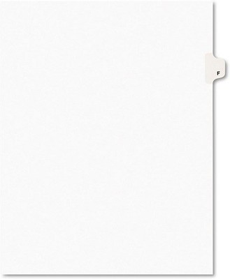 Avery 01406 Exhibit Side Tab Divider, Printed: F, Letter Size, White, 25/Pack