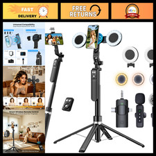 Vlogging Kit for Content Creators - Magnetic Tripod, 2 LED Lights 2 Microphone