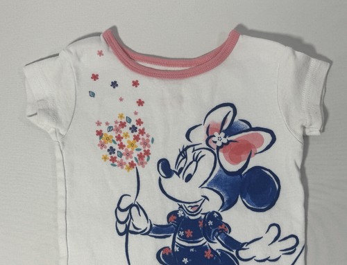 Disney Minnie Mouse 2 Pc Sleepwear Set Pajamas Floral Shorts T Shirt Top Sz 3T - Picture 3 of 14