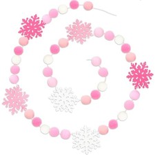 8.2Ft Winter Snowflake Felt Banner Christmas Snowflake Hanging Garland Pink