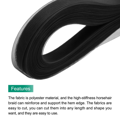 50 Yards Stiff Horsehair Braid 0.6 Inch Wide for Polyester,Black - Picture 4 of 6